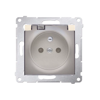 Plug socket for IP44 version with shutters and frame gasket (module) 16A 250V transparent flap gold (metallic)