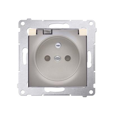 Plug socket for IP44 version with shutters and frame gasket (module) 16A 250V transparent flap gold (metallic)