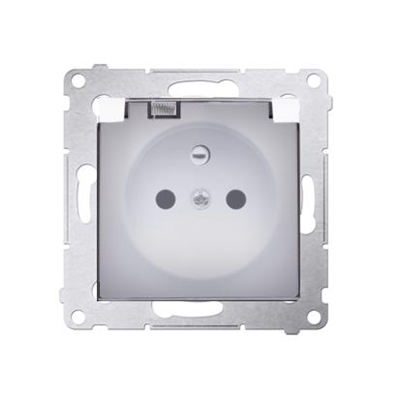 Plug socket for IP44 version with shutters and frame gasket (module) 16A 250V transparent flap white