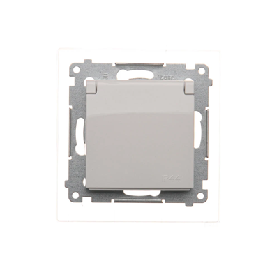 Plug socket for IP44 version with shutters and frame gasket (module) 16A 250V white