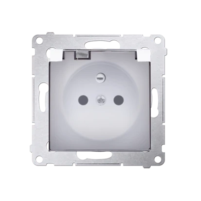 Plug socket for the IP44 version with for multiple frames (module) 16A 250V flap transp. White