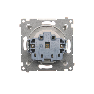 Plug socket for the IP44 version with for multiple frames (module) 16A 250V flap transp. White