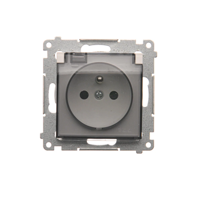 Plug socket for the IP44 version with for multiple frames (module) 16A 250V flap transp. White