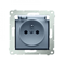 Plug socket for the IP44 version with for multiple frames (module) 16A 250V flap transp. White