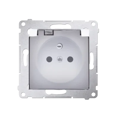 Plug socket for the IP44 version with for multiple frames (module) 16A 250V flap transp. White
