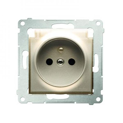 Plug socket for the IP44 version with WITHOUT GASKET for multiple frames (module) 16A 250V screw terminals transp. gold (metallic)