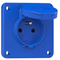 Plug socket version with pin 16A 2P+E 230V 50/60Hz IP54, rear connection flange 75X75, child protection, nickel-plated contacts
