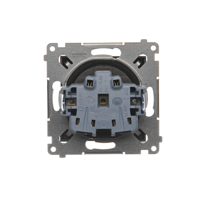 Plug socket with earthing and shutters (module) 16A 230V quick connectors anthracite (metallic)