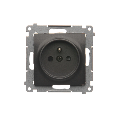 Plug socket with earthing and shutters (module) 16A 230V quick connectors anthracite (metallic)