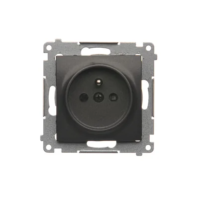 Plug socket with earthing and shutters (module) 16A 230V quick connectors anthracite (metallic)