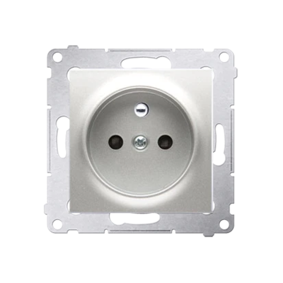Plug socket with earthing and shutters (module) 16A 250V quick connectors silver (metallic)
