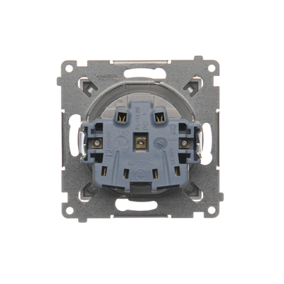 Plug socket with earthing and shutters (module) 16A 250V quick connectors silver (metallic)