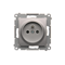 Plug socket with earthing and shutters (module) 16A 250V quick connectors silver (metallic)