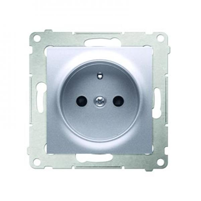 Plug socket with earthing and shutters (module) 16A 250V quick connectors silver (metallic)