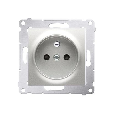 Plug socket with earthing and shutters (module) 16A 250V quick connectors silver (metallic)