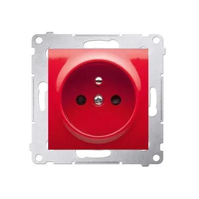 Plug socket with earthing and shutters (module) 16A 250V red