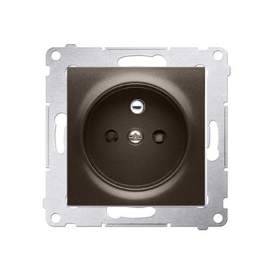 Plug socket with earthing and shutters (module) 230V, quick connectors brown matt metallic