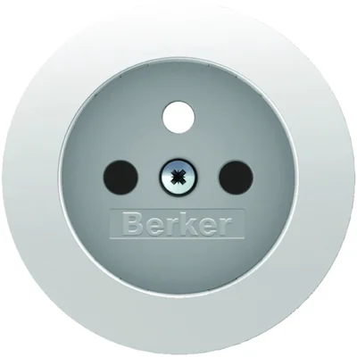 Płytka czołowa z przesłonami styków do gniazda z uziemieniem - Biały połysk