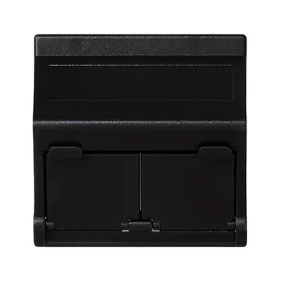 Płytka K45 2x RJ z osłoną skośna, do adapterów MD, szary grafit