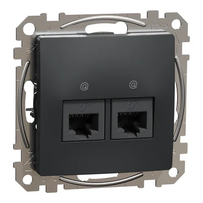 Počítačová zásuvka 2xRJ45 cat.5e UTP, Sedna Design & Elements, černá antracit
