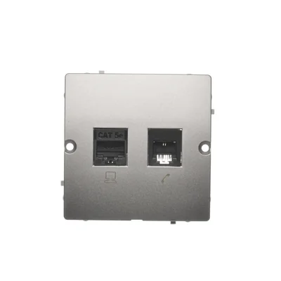 Počítačová zásuvka RJ45 cat.5e + RJ11 (modul) satin (metalický)
