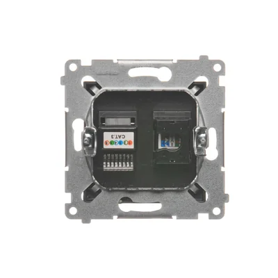 Počítačová zásuvka RJ45 kat. 5e + RJ12 (modul) antracitová (kovová)