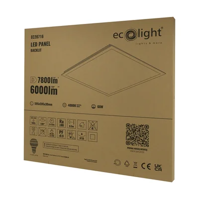 Podsvícený LED panel 60W 6000lm 595x595x30 4000K