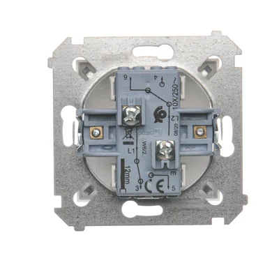 Подвійний сходовий вимикач (модуль) 10A 250V білі гвинтові клеми
