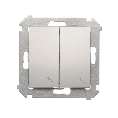 Подвійний сходовий вимикач (модуль) 10A 250V гвинтові клеми срібло (металік)