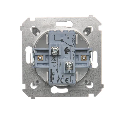 Подвійний сходовий вимикач (модуль) 10A 250V гвинтові клеми срібло (металік)