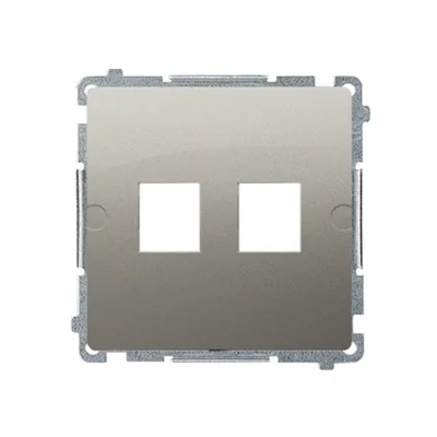 Pokrywa gniazd teleinformatycznych na Keystone płaska podwójna. Montaż na łapki lub wkręty, satyna (metalik)