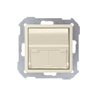 Pokrywa gniazda RJ45 x2 skośna beż