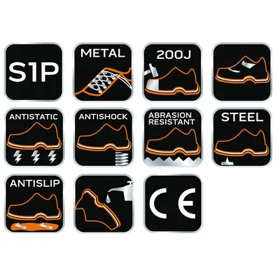 Półbuty robocze, skórzane, S1P SRA, rozmiar 44, CE