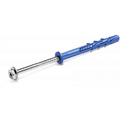 Polyamide frame plug with galvanized screw FF1 10x100 mm with hexagonal head collar, 25 pcs.