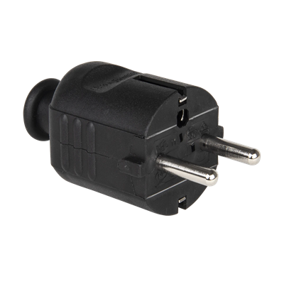 Portable straight plug uni-schuko 16A 2P+E 230V IP20 black