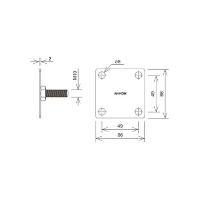 Portacañas, 2 placas, con conector rígido galvanizado en caliente