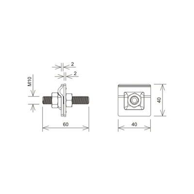 Portacañas con conector rígido M10, galvanizado en caliente