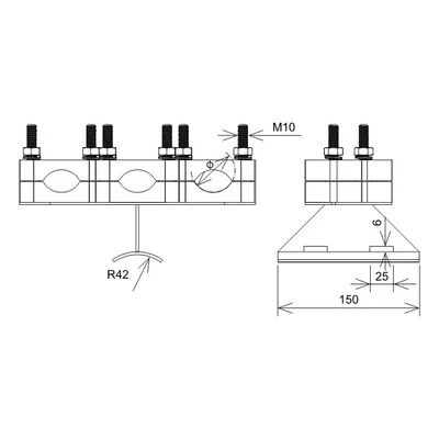 Porte-câble triple pour poteau EPV, L=62mm, galvanisé à chaud