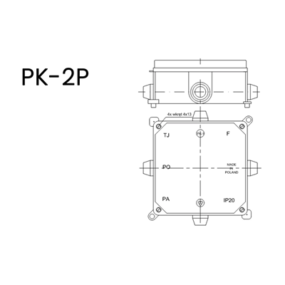 Поверхневий монтажний короб із сукровицею 103x103x60 мм IP44 білий