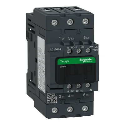 Power contactor TeSys D 40A 3P 1NO 1NC coil 220VDC EVK box terminals