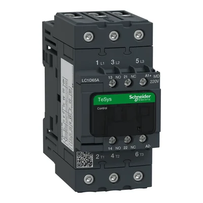 Power contactor TeSys D 65A 30kW 3P 1NO 1NC coil 220VDC EVK box terminals