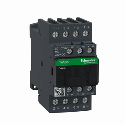 Power contactor TeSys D AC1 40A 4P 1NO 1NC coil 220VDC box terminals