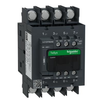 Power contactor TeSys D AC1 80A 4P 1NO 1NC coil 220VDC EVK screw terminals