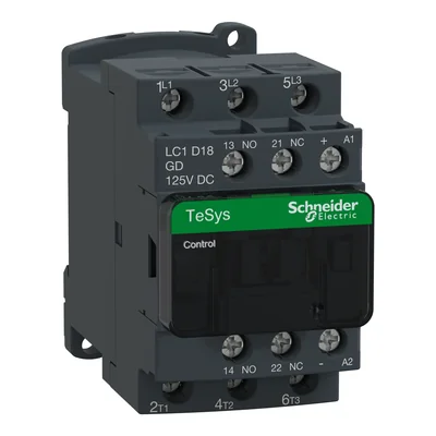 Power contactor TeSys D AC3 18A 3P 1NO 1NC coil 125VDC