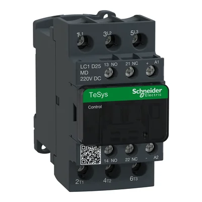 Power contactor TeSys D AC3 25A 3P 1NO 1NC coil 220VDC box terminals
