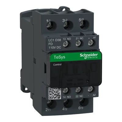 Power contactor TeSys D AC3 38A 3P 1NO 1NC coil 110VDC box terminals