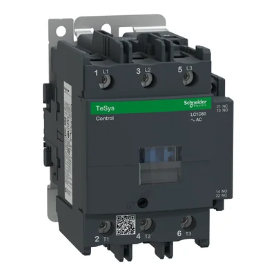 Power Contactor TeSys D AC3 80A 3P 1NO 1NC Coil 24V 50HZ Box Terminals