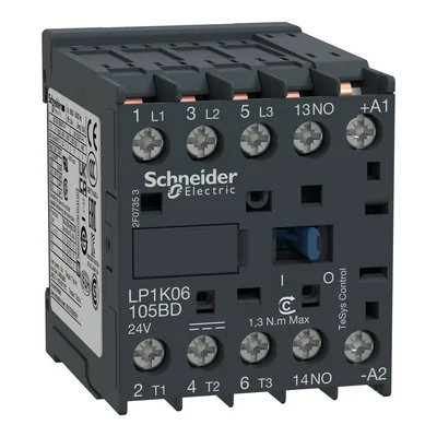 Power contactor TeSys K 6A 3P 1NO coil 24VDC soldering feet