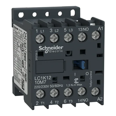Power contactor TeSys K AC3 12A 3P 1NO coil 48VAC box terminals