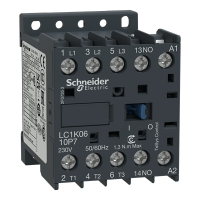 Power contactor TeSys K AC3 6A 3P 1NO coil 400VAC screw terminals